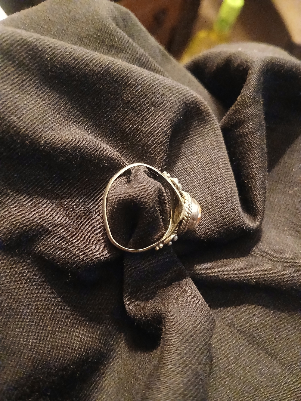 Italian flag Colors Sterling Silver Oyster Copper Turquoise Stone Ring  Size 8.5 - Picture 2 of 4